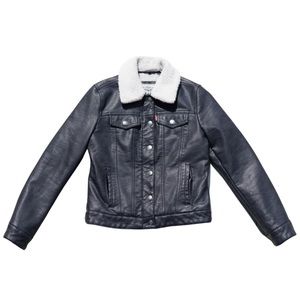 ❤️‍🔥LEVI’S BLACK LEATHER LINED ZIP/SNAP JACKET